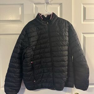 Tommy Hilfiger Black/Dark Blue Jacket with Red & White Accents